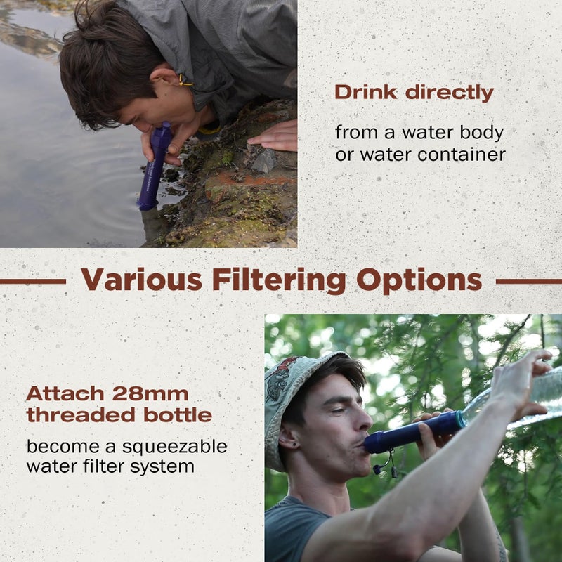 Membrane Solutions WS02 Water Filter Straw, Detachable 4-Stage 0.1-Micron Portable Water Filter Camping, 5,000L Water Purifier Survival Gear and Equipment for Hiking Camping Travel and Emergency - 1 Pack - Image 3