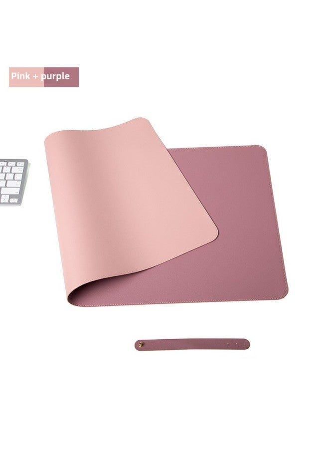 Extra Large Computer Desk Mat Waterproof Leather Mouse Pad Logo Customizable Dining Table Placemat Digital Pattern-Color:120 * 60cm Sewing Line-Pattern:Double-sided = Pink + Purple  - Image 1
