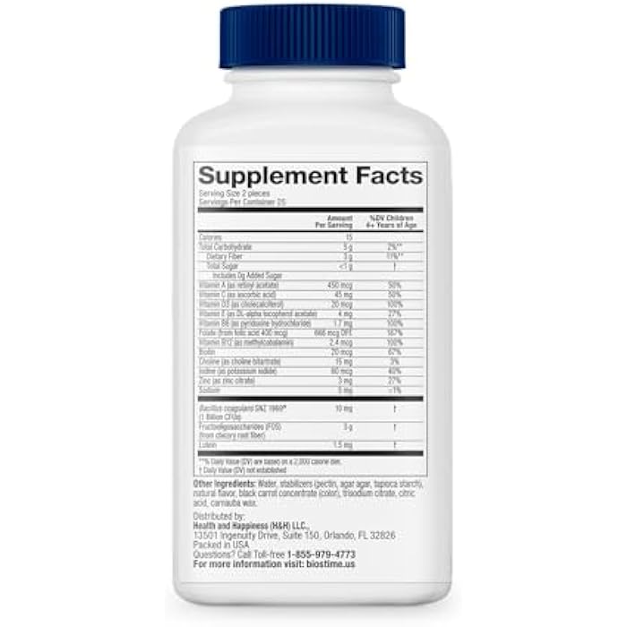 Biostime Kids Multivitamin Gummies with Probiotics & 11 Essential Vitamins (Ages 4+) | Multivitamin for Kids | No Added Sugar Fruity Bites | Free from Top 9 Allergens | 50 Count - Image 2