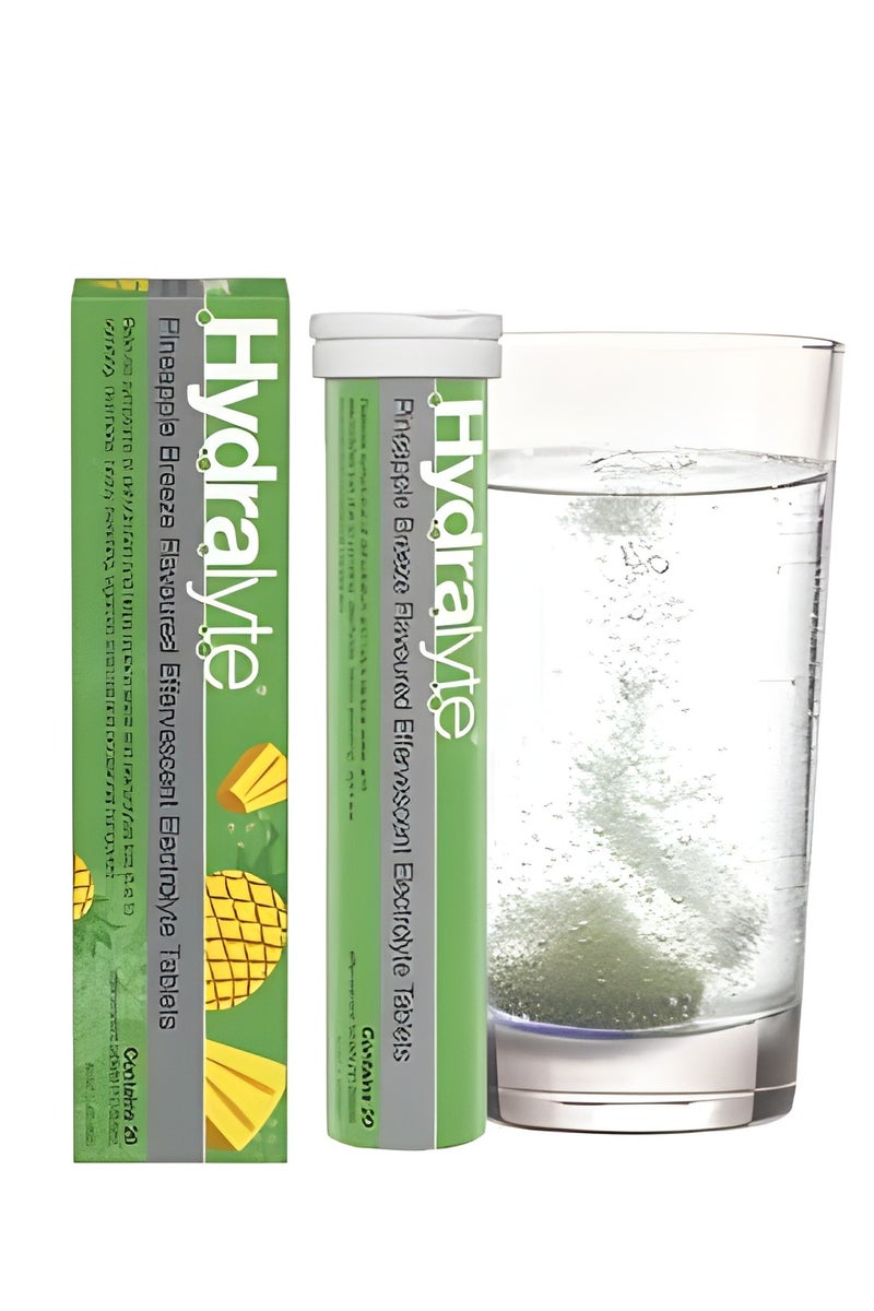 Hydralyte Effervescent Pineapple Breeze Flavoured Electrolyte 20 Tablets - Image 1