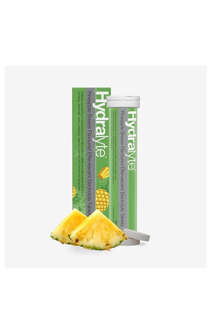 Hydralyte Effervescent Pineapple Breeze Flavoured Electrolyte 20 Tablets - Image 2