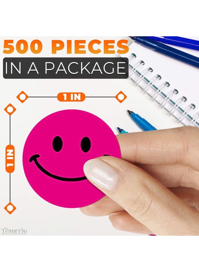 Tesorrio 500 PCS Smiley Face Stickers - Roll of Removable Colorful Happy Face Sticker Encourage Smile Labels for Teacher Students Class Kids Little Reward Circle Self Adhesive Paper Pieces Teaching Supplies - Image 2