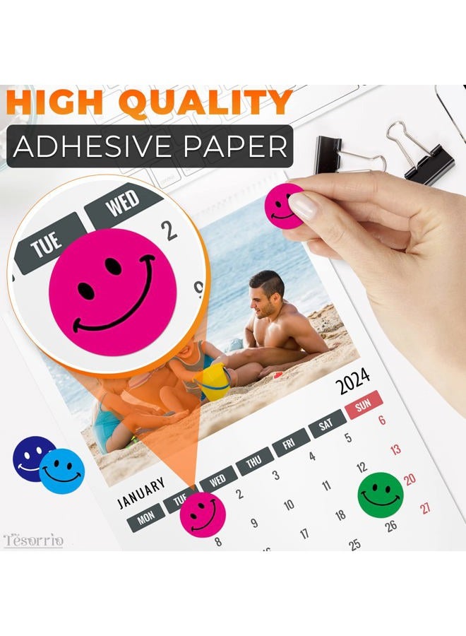 Tesorrio 500 PCS Smiley Face Stickers - Roll of Removable Colorful Happy Face Sticker Encourage Smile Labels for Teacher Students Class Kids Little Reward Circle Self Adhesive Paper Pieces Teaching Supplies - Image 3