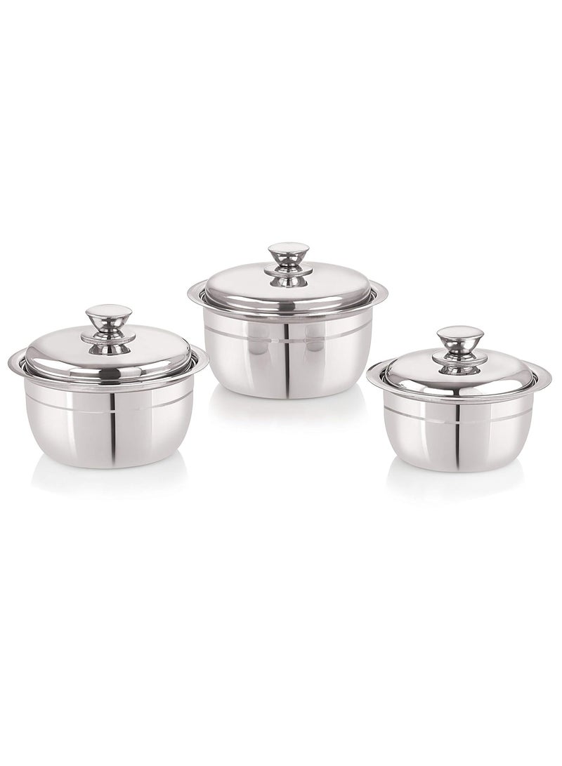 Neelam Neealm Stainless Steel Premier Conical Sauce Pot 3 Pieces with Stainless Steel Lid - Image 1
