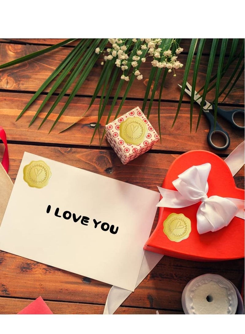 KASTWAVE 350PCS Gold Embossed Heart Stickers Self-Adhesive Heart Envelope Seal Wax Looking Stickers Labels for Wedding Party Invitations Valentine's Day Party Favors, Greeting Cards, Gift Packaging - Image 4