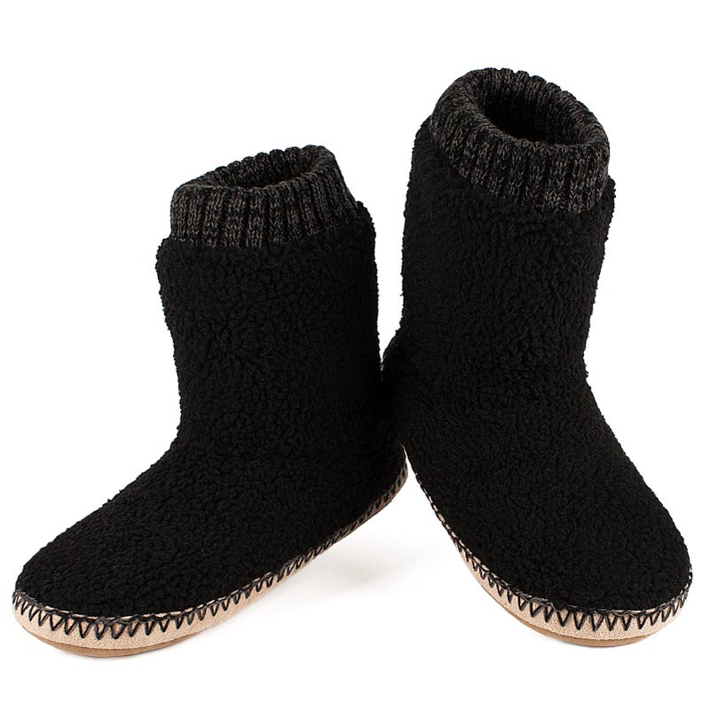 Cozylook Men's Warm Up House Boots, Thick Fuzzy Sherpa Fleece Winter Moccasin Socks Non-slip Soles, Cozy Soft Comfy Indoor Shoes Rubber Grippers - Image 1