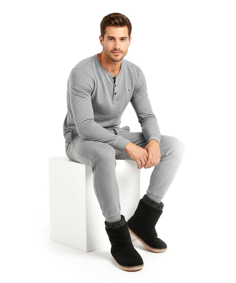 Cozylook Men's Warm Up House Boots, Thick Fuzzy Sherpa Fleece Winter Moccasin Socks Non-slip Soles, Cozy Soft Comfy Indoor Shoes Rubber Grippers - Image 2