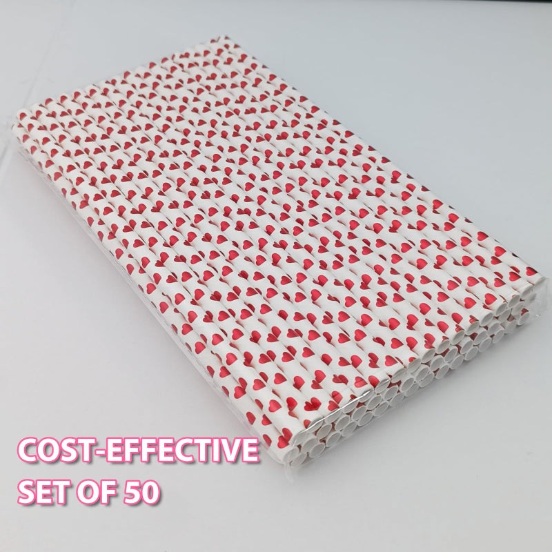 EaciTown 50 Pcs Heart Shape Straws Foil Valentine's Day Heart Paper Straws Drinking Straws For Birthday Party Wedding Party Favors - Image 4