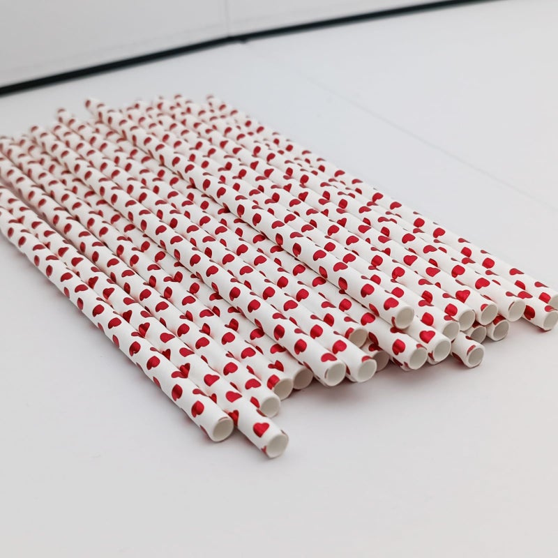 EaciTown 50 Pcs Heart Shape Straws Foil Valentine's Day Heart Paper Straws Drinking Straws For Birthday Party Wedding Party Favors - Image 5