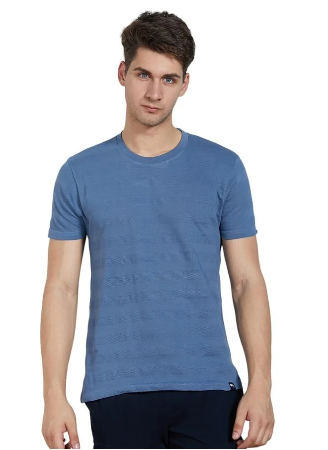 دينيس لينغو Regular Fit Navy Cotton T-Shirt Crew Neck