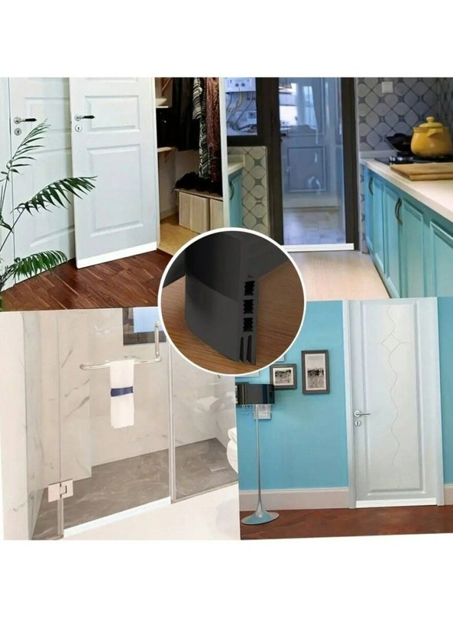 Adhesive Under Door Sweep Weather Stripping Soundproof Rubber Bottom Seal With Wider Strong Adhesion For Interior Exterior Doors Guard Against Drafts Dust Noise Animals Insects 1M Black - Image 3