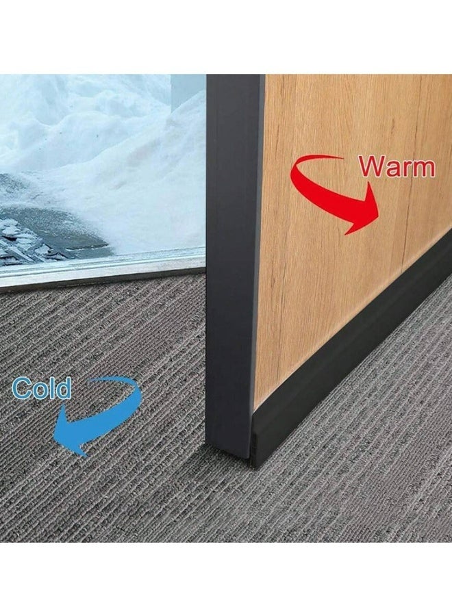 Adhesive Under Door Sweep Weather Stripping Soundproof Rubber Bottom Seal With Wider Strong Adhesion For Interior Exterior Doors Guard Against Drafts Dust Noise Animals Insects 1M Black - Image 2