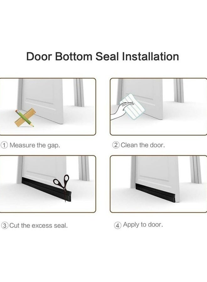 Adhesive Under Door Sweep Weather Stripping Soundproof Rubber Bottom Seal With Wider Strong Adhesion For Interior Exterior Doors Guard Against Drafts Dust Noise Animals Insects 1M Black - Image 5