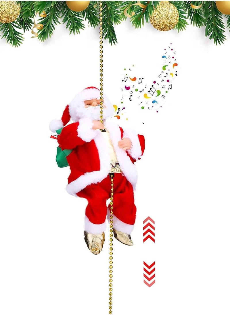 VUCATIN - Electric Climbing Santa Claus Christmas Decoration Electric Climbing Up and Down Ladder Santa Claus with with Music Funny Singing Christmas Tree Decorations Christmas Gift for Kids (C) - Image 1