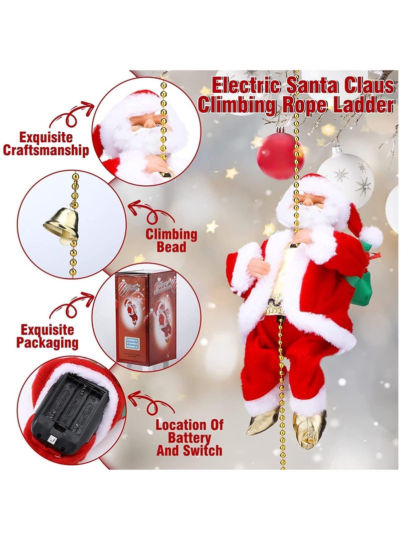 VUCATIN - Electric Climbing Santa Claus Christmas Decoration Electric Climbing Up and Down Ladder Santa Claus with with Music Funny Singing Christmas Tree Decorations Christmas Gift for Kids (C) - Image 1