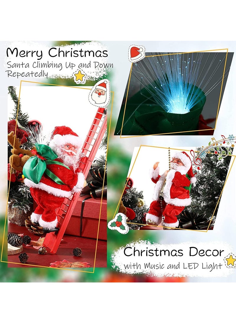 VUCATIN - Electric Climbing Santa Claus Christmas Decoration Electric Climbing Up and Down Ladder Santa Claus with with Music Funny Singing Christmas Tree Decorations Christmas Gift for Kids (C) - Image 1