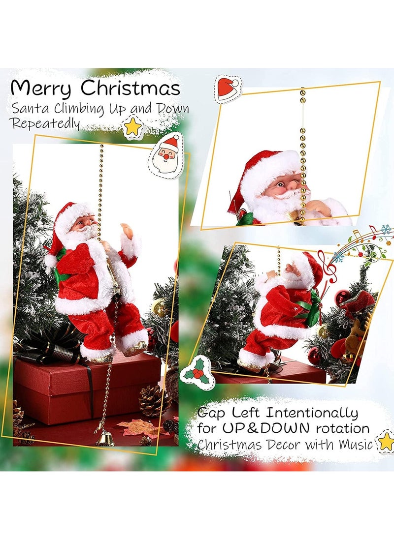VUCATIN - Electric Climbing Santa Claus Christmas Decoration Electric Climbing Up and Down Ladder Santa Claus with with Music Funny Singing Christmas Tree Decorations Christmas Gift for Kids (C) - Image 1