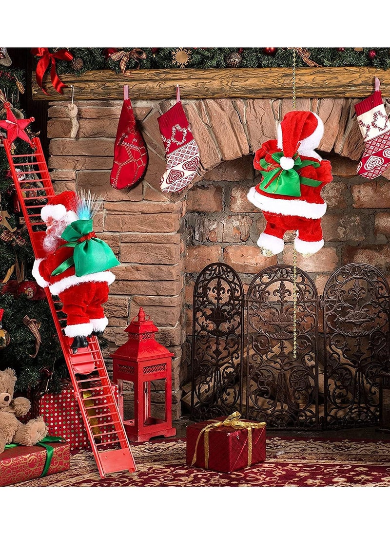 VUCATIN - Electric Climbing Santa Claus Christmas Decoration Electric Climbing Up and Down Ladder Santa Claus with with Music Funny Singing Christmas Tree Decorations Christmas Gift for Kids (C) - Image 1