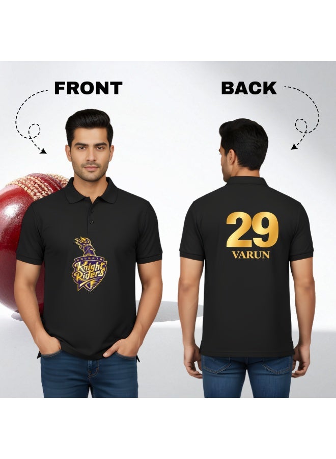 PRINTSHOP4ME Kolkata Cricket Men's Dry-Fit Polo Neck T-Shirt | Soft & Breathable Sportswear | Knight Riders Logo Front & VARUN 29 Back Print | Ideal For Cricket Lovers & Sports Games - Image 4