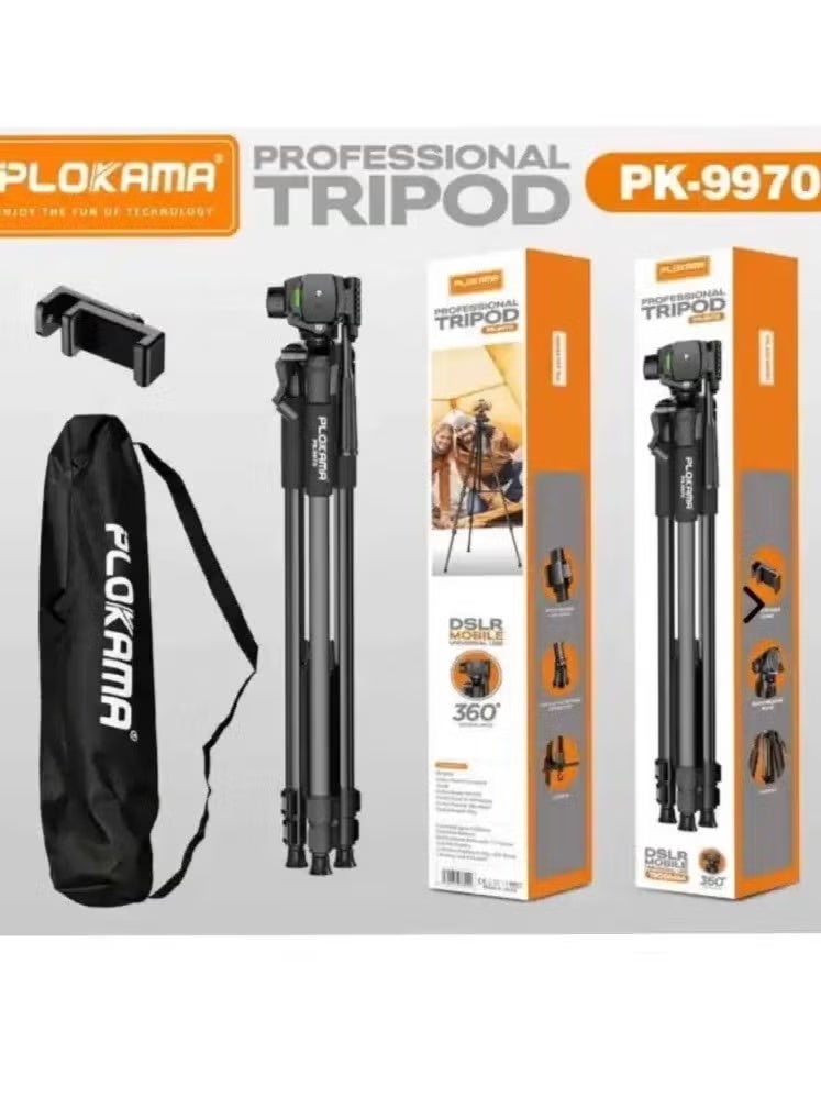 PLOKAMA PK9970 Professional Tripod Stand 190cm for Mobile Phone & Camera, Adjustable Height Camera Tripod with Phone Holder, Portable Photography Stand for Video, Vlogging and Content Creation - Image 5