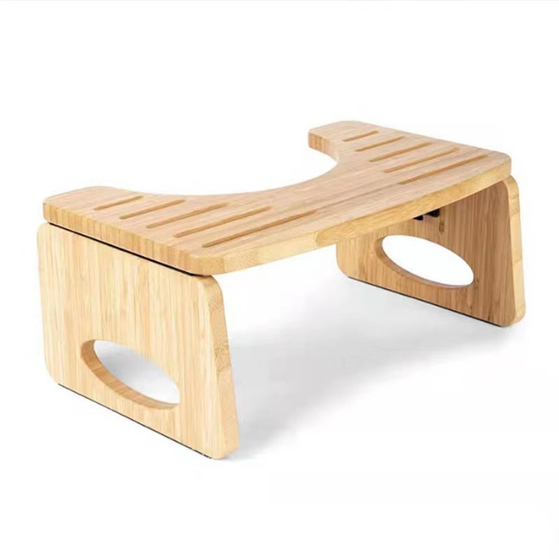 Generic Foldable Wooden Bathroom Stool for Elderly and Pregnant Straight grain log color 43*28*18 