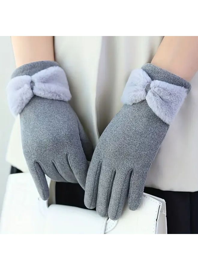 Black Full Finger Winter Windproof Warm Gloves For Women Outdoor Driving Cycling - Image 1