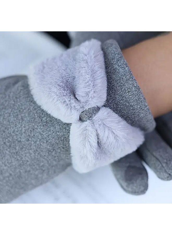 Black Full Finger Winter Windproof Warm Gloves For Women Outdoor Driving Cycling - Image 4