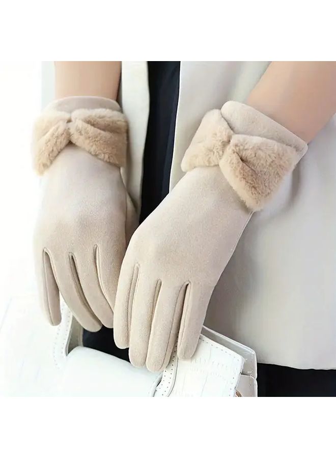 Black Full Finger Winter Windproof Warm Gloves For Women Outdoor Driving Cycling - Image 5