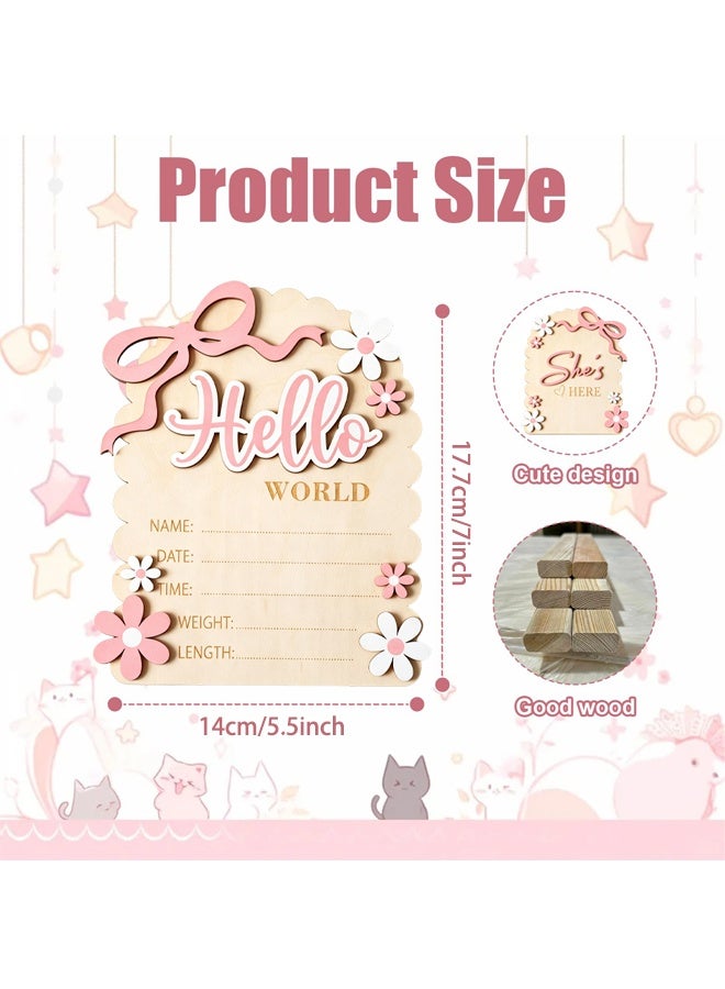 Baby Announcement Sign, Hello World Newborn Sign for Hospital, She’s Here Card, Baby Announcements Ideas, Newborn Photography Props Double Sided - Image 2
