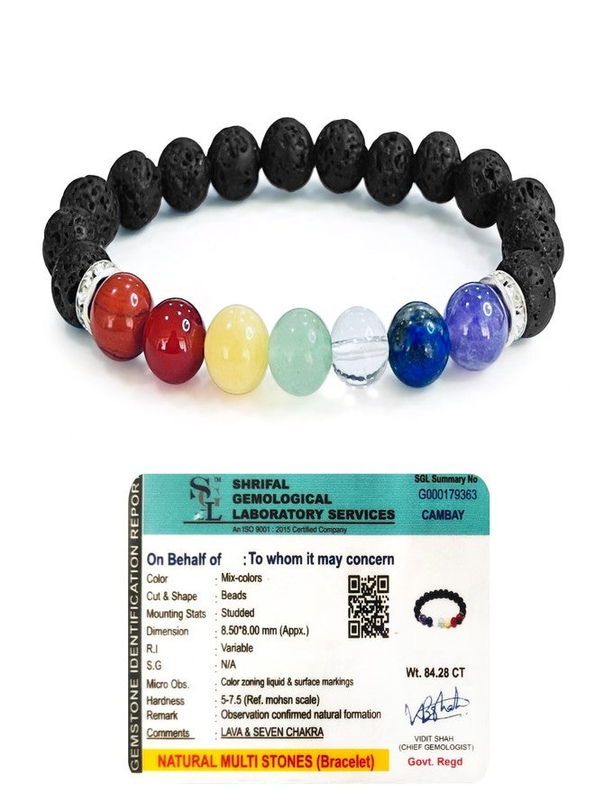 CRIKI Seven Chakra Bracelet - 7 Chakra Bracelet Original Certified with Lava Stone for Chakra Healing, Money, Health, Protection, Peace, Positivity and Manifestation - 8MM Beads - Image 1