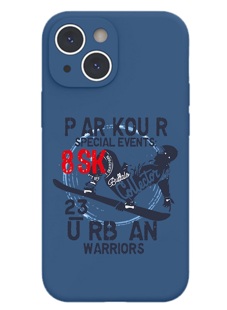 Theodor Protective Slim Fit Case Liquid Silicone Cover with Full Body Protection Anti-Scratch Shockproof Case For iPhone 15 Blue  - paw print - Image 1