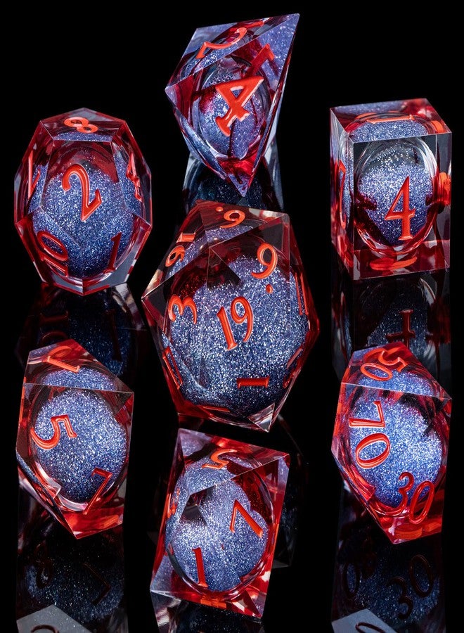 ARUOHHA Liquid Core DND Dice Set, Blood Sharp Edged Dragons Dice Compatible with D&D RPG Role Playing Games, Resin Blood Red Polyhedral Dungeons D and D Dice with Gift Box D20 D12 D10 D8 D6 D4 - Image 2