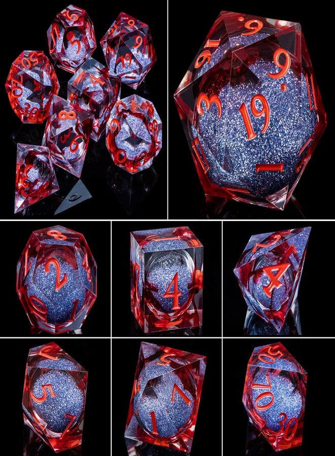 ARUOHHA Liquid Core DND Dice Set, Blood Sharp Edged Dragons Dice Compatible with D&D RPG Role Playing Games, Resin Blood Red Polyhedral Dungeons D and D Dice with Gift Box D20 D12 D10 D8 D6 D4 - Image 5