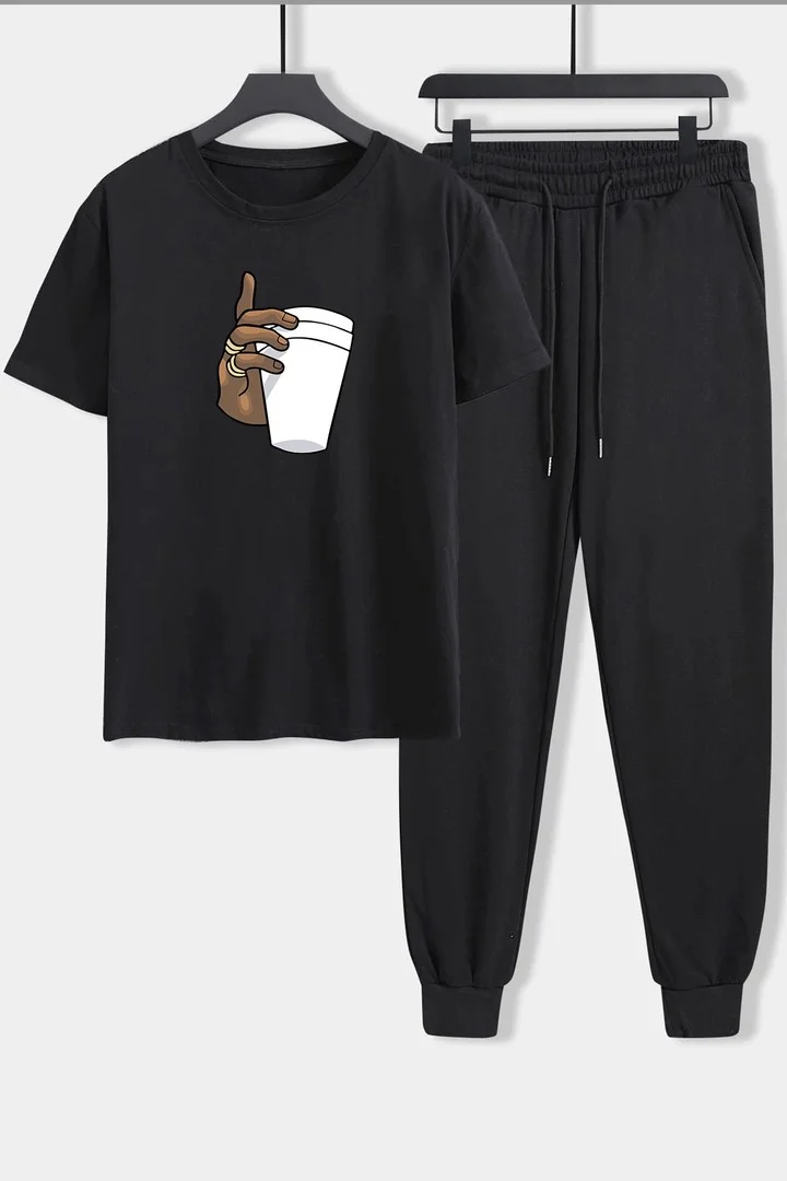 ONLYTRENDWEAR Unisex Tupac Coffee 2-Piece Tracksuit Set S.m. Black