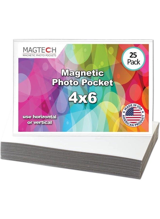 Magtech Magtech Magnetic Photo Pocket Picture Frame White Holds 4 x 6 Inches Photos 25 Pack Made in the USA 14625  - Image 2