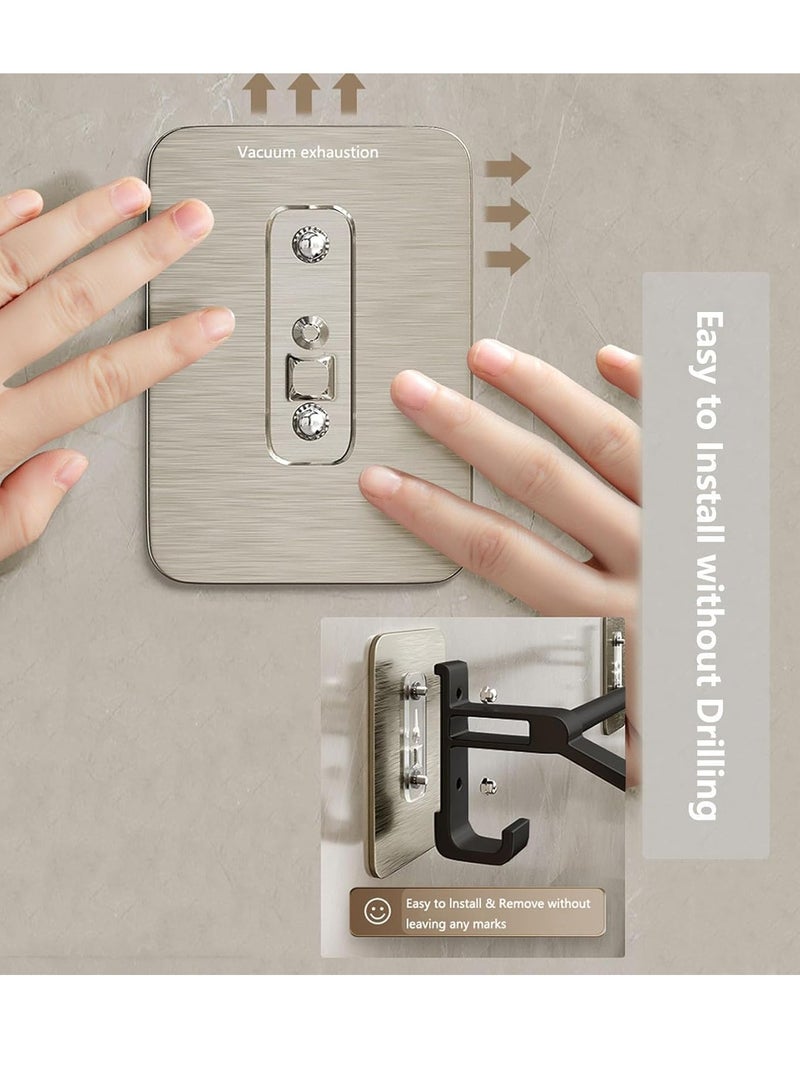 Flushrenic Wall Mounted Towel Hanger，Self Adhesive Towel Bar，Bathroom Accessories，2 Tier Double Rod Towel Shelf Storage with 2 Hooks,Towel Rail Hanger for Bathroom Wall - Image 3