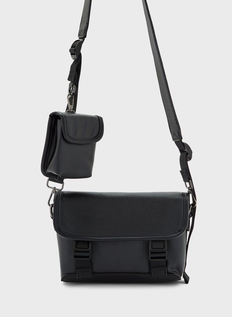 Robert Wood Crossbody Messenger Bag With Mini Pouch  - Image 1