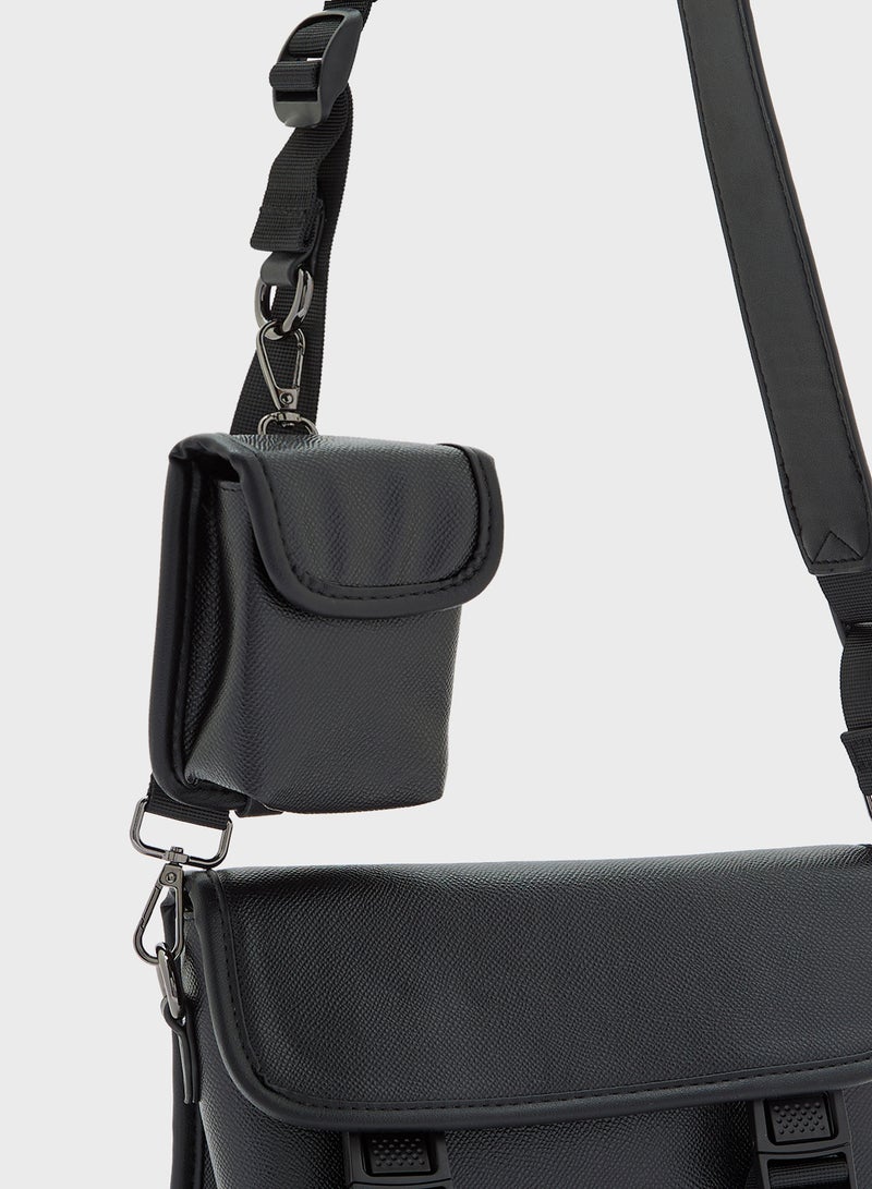 Robert Wood Crossbody Messenger Bag With Mini Pouch  - Image 4