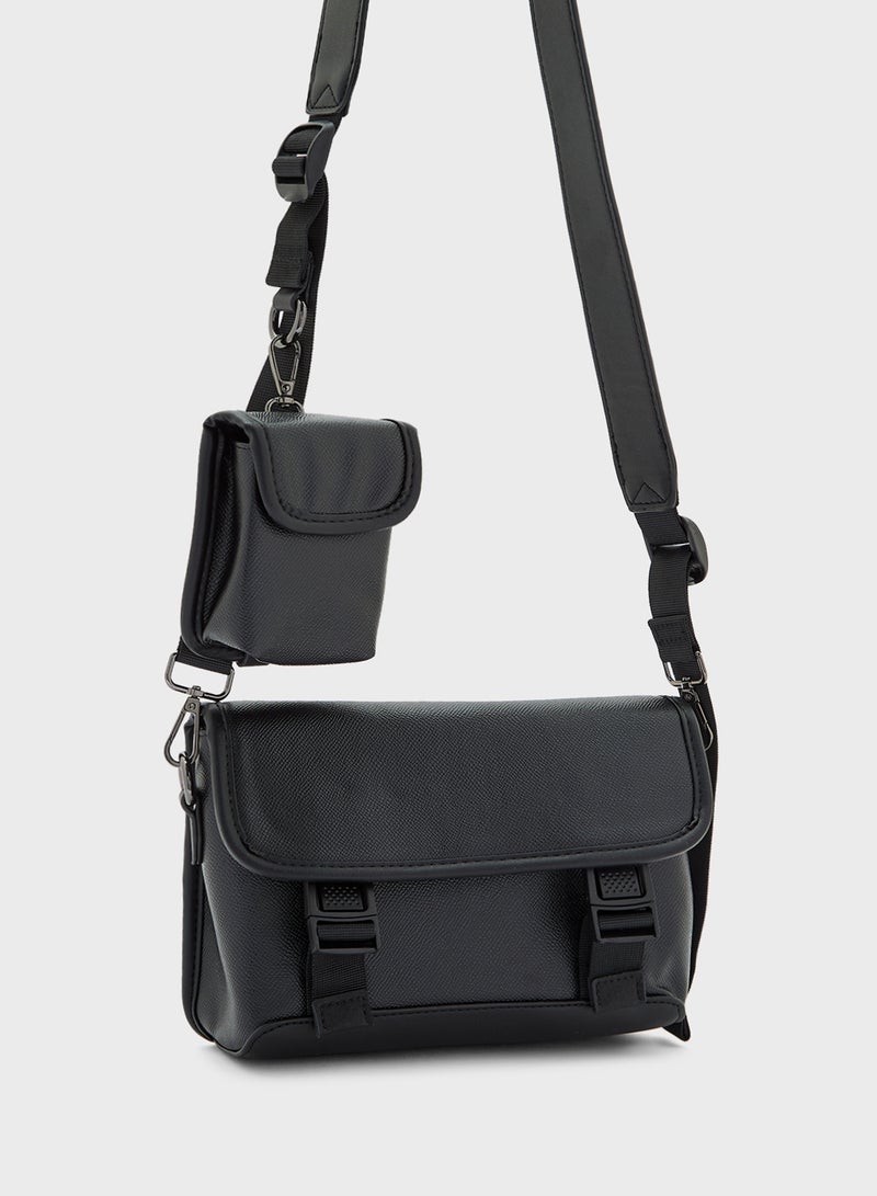 Robert Wood Crossbody Messenger Bag With Mini Pouch  - Image 3