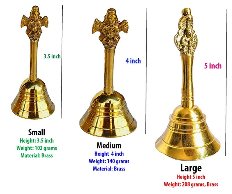 Tia Crafts Garuda Sheshanag Brass Pooja Ghanti Pooja, Religious Item, Brass Bell Pooja Bell (Small) - Image 2