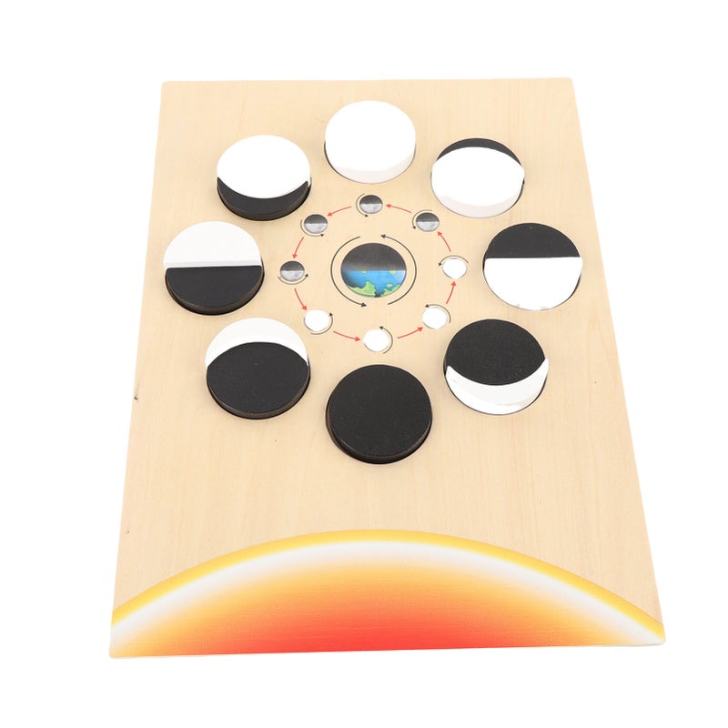 Moon Phase Puzzle Educational Wooden Moon Phase Jigsaw Puzzle Preschool Learning Activity for Children - Image 1