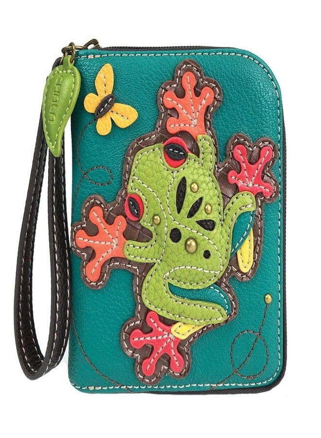 Chala Group Frog Zip-Around Wallet/Wristlet, Gift for Frog Lovers, Turquoise, 5" x 6" x 1" - Image 1