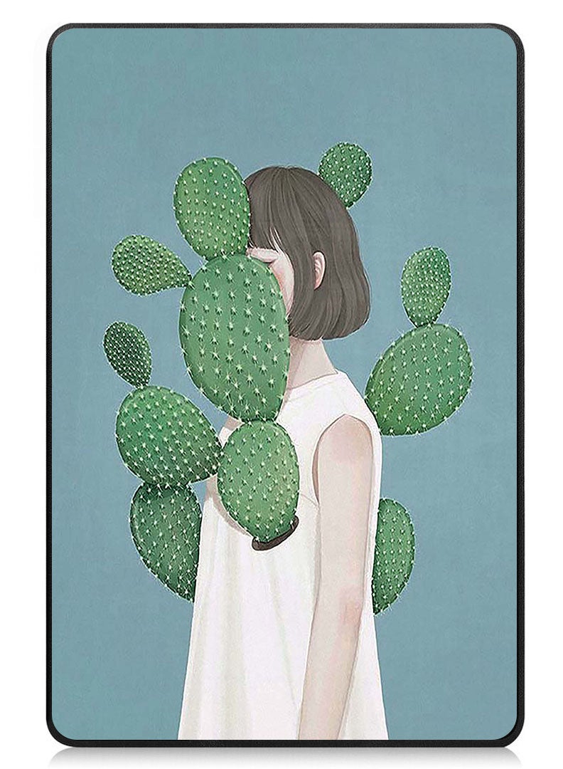 Theodor Protective Flip Case For Huawei MatePad SE 11 (2024) With Trifold Stand Auto Wake Sleep Shockproof Cover Cactus and girl - Image 1
