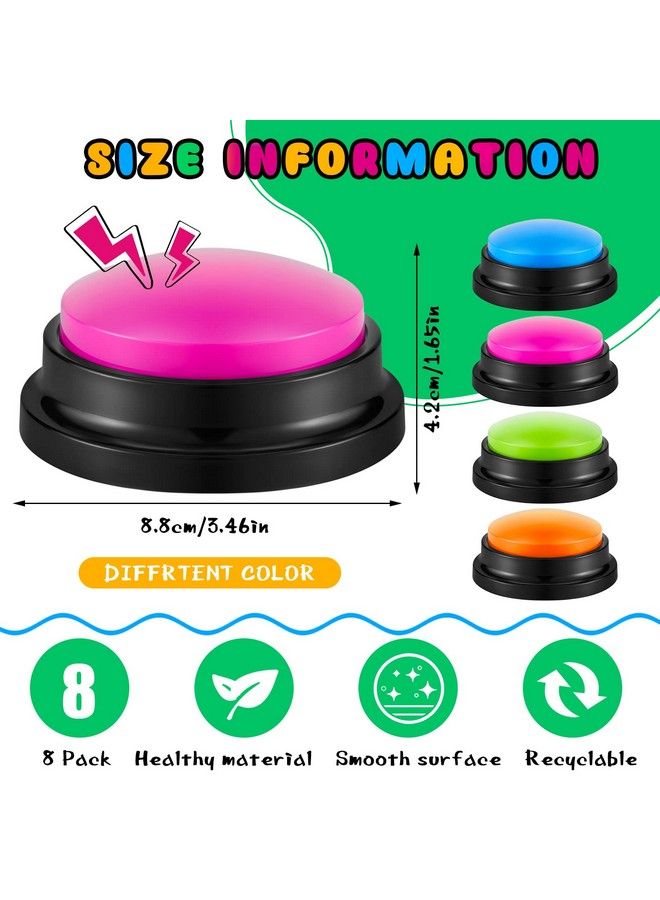 Honoson 8 Pieces Recordable Answer Buzzers Button Answer Buzzers Game Show Buzzer Recordable Button Classroom Buzzers For Team Family Classroom Game And Trivia Nights (Fresh Color) - Image 3