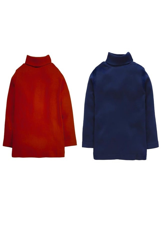 REVOLTEK Boy's and Girl's Red and Blue 100% Cotton Full Sleeve High Neck T-Shirts Pack of 2 (6-12 Months, Multicolored-3) - Image 1