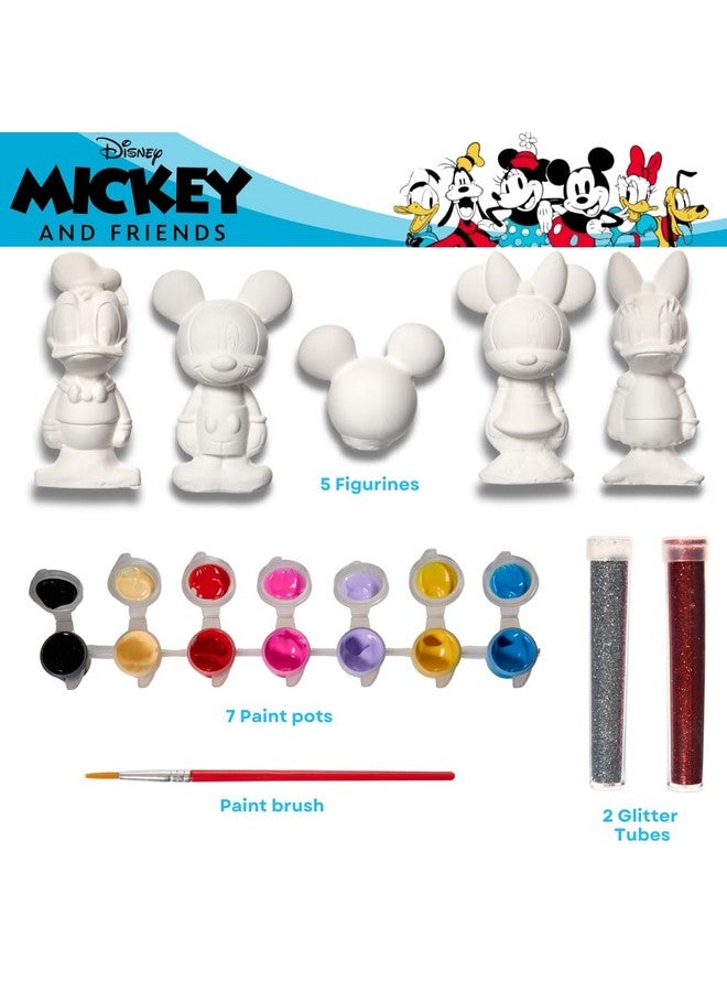 Innovative Designs Disney Mickey and Friends DIY Paint Your Own Figurines Arts and Crafts Set for Kids, Paint, Paint Brush, and Glitter - Mickey Mouse, Minnie Mouse, Daisy and Donald Duck - Image 2