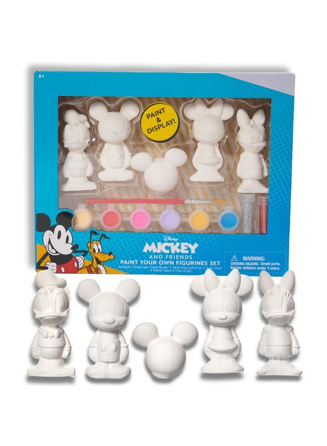 Innovative Designs Disney Mickey and Friends DIY Paint Your Own Figurines Arts and Crafts Set for Kids, Paint, Paint Brush, and Glitter - Mickey Mouse, Minnie Mouse, Daisy and Donald Duck - Image 1