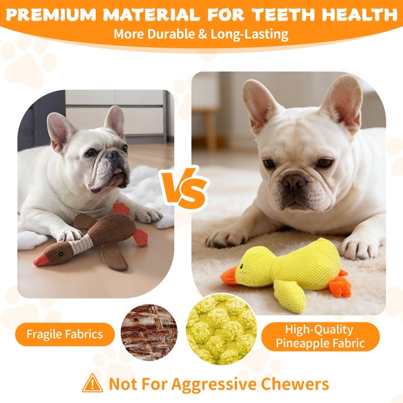 VOXGET Calming Duck Toy for Dogs, 2026 New Interactive Crinkle Toy with Quack Sound for Dogs Teeth, Soft Stuffed Plush Mellow Calming Duck Pillow for Puppy Keep Busy -Yellow, 9.8"x8.6"(S) - Image 4