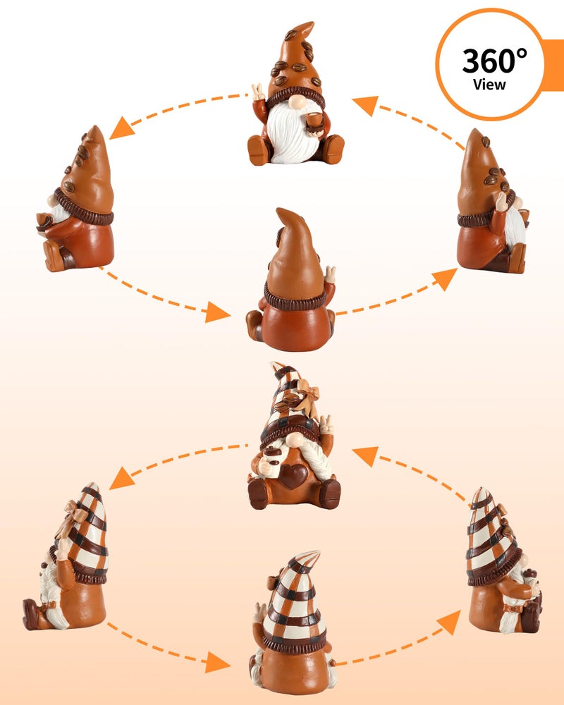 iStatue Maillard Coffee Gnomes Figurines Set - Ideal Coffee Bar Accessories, Unique Vintage Resin Gnome Gift Coffee Themed Gifts, Decorative Trays Decor for Home, Office & Wall Shelf (Coffee Gnomes) - Image 5