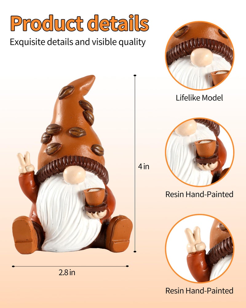 iStatue Maillard Coffee Gnomes Figurines Set - Ideal Coffee Bar Accessories, Unique Vintage Resin Gnome Gift Coffee Themed Gifts, Decorative Trays Decor for Home, Office & Wall Shelf (Coffee Gnomes) - Image 4